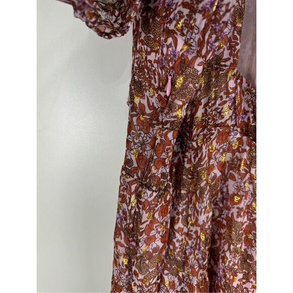 J. Crew Collection Open Back Metallic Clip-Dot Bouquet Floral Maxi Dress Size 22 - Picture 6 of 10